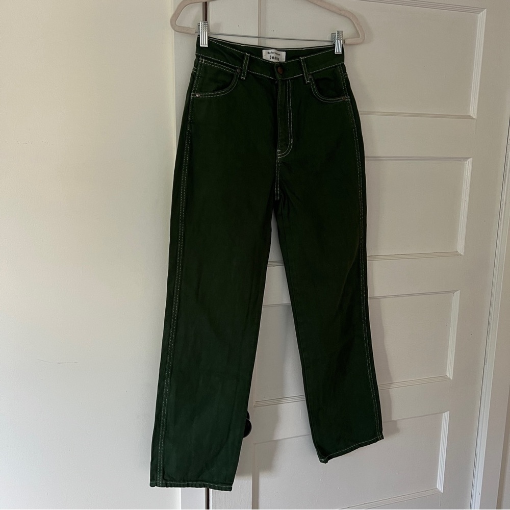 Green Cowboy High-rise straight-leg Reformation Jeans